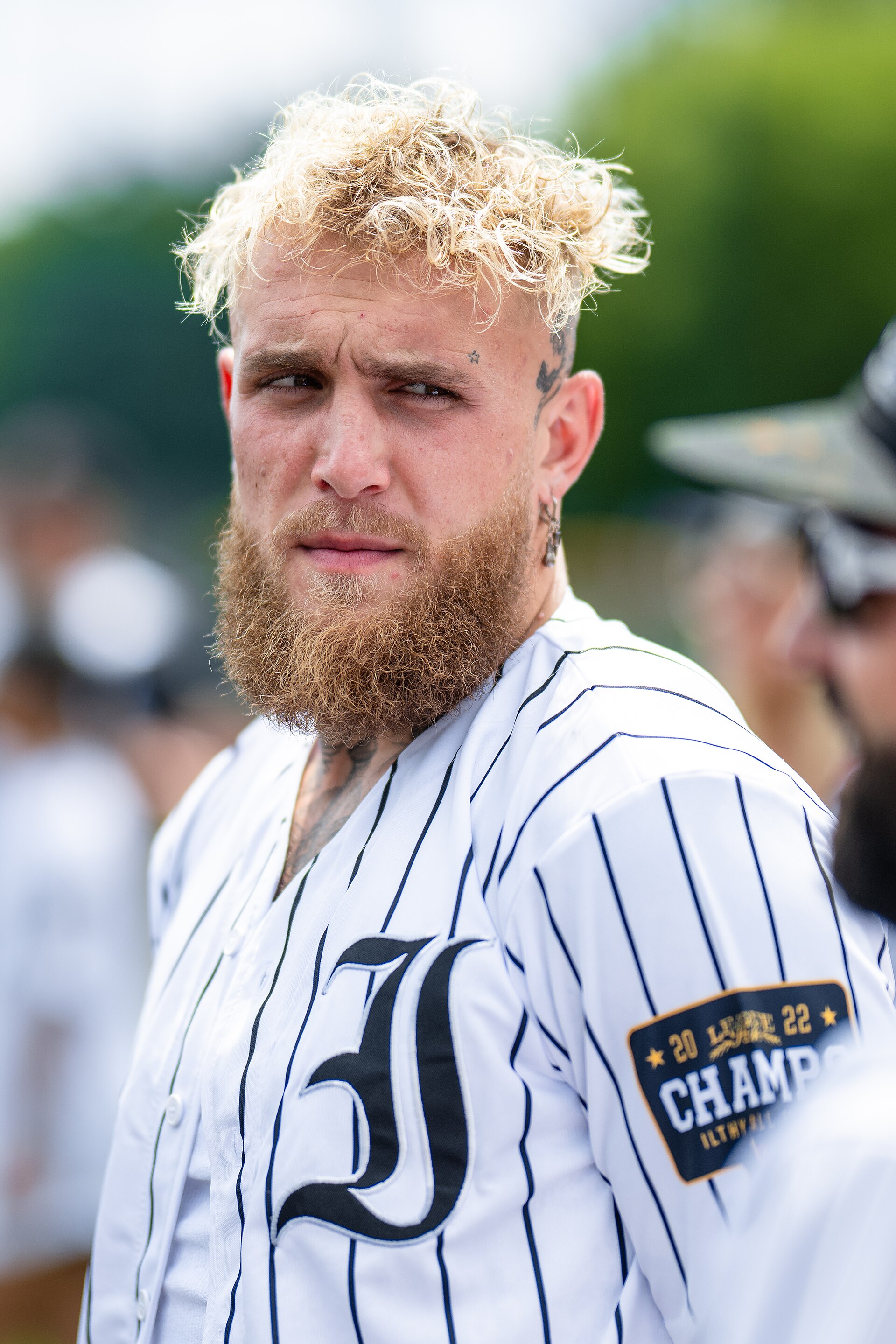 Jake Paul at the Machine Gun Kelly Charity Softball Game in August 2023