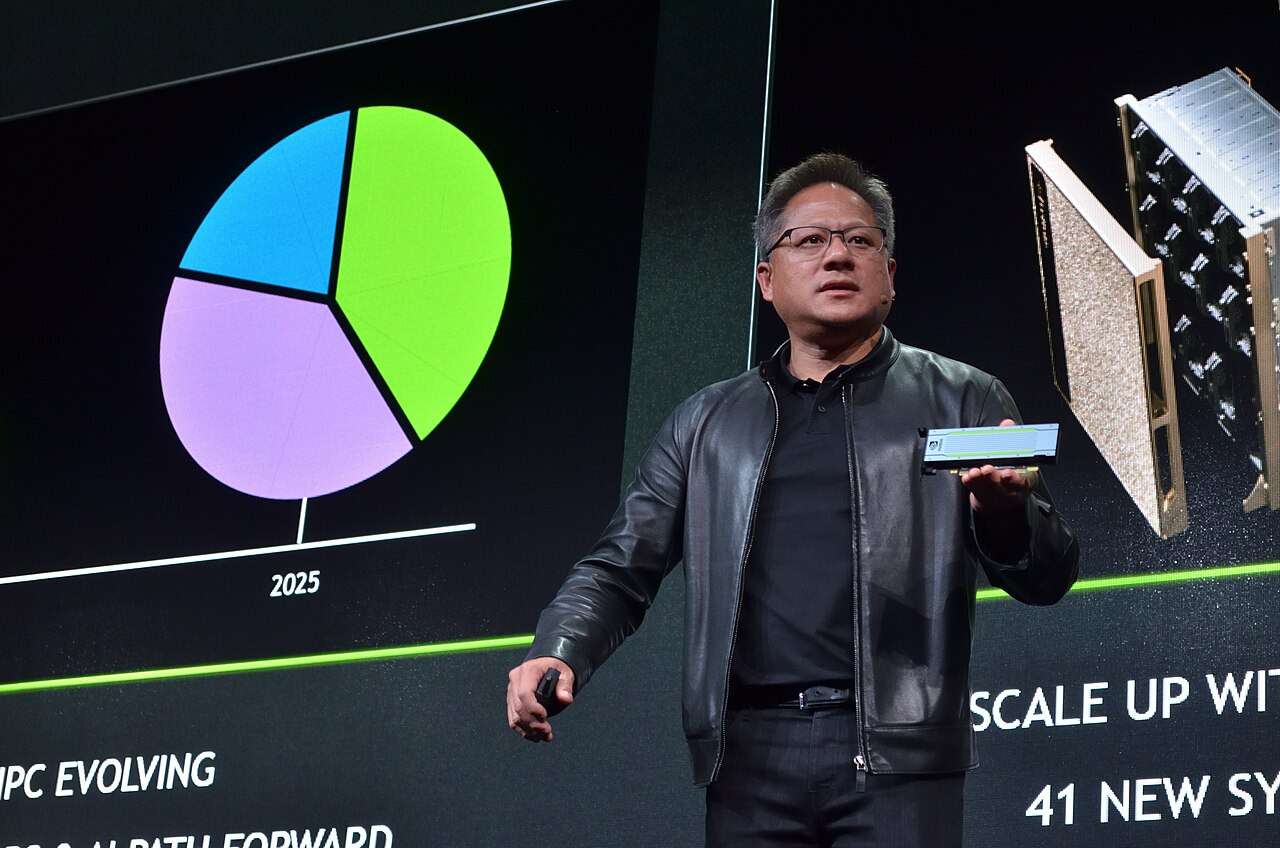 Jensen Huang in a photograph shared through Wikimedia Commons.