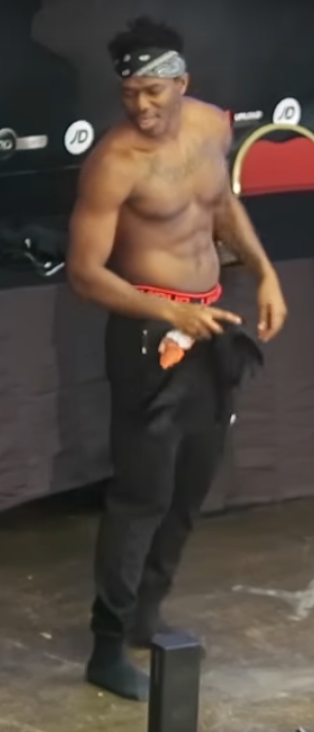 KSI during Weigh-in before amateur boxing match vs Joe Weller