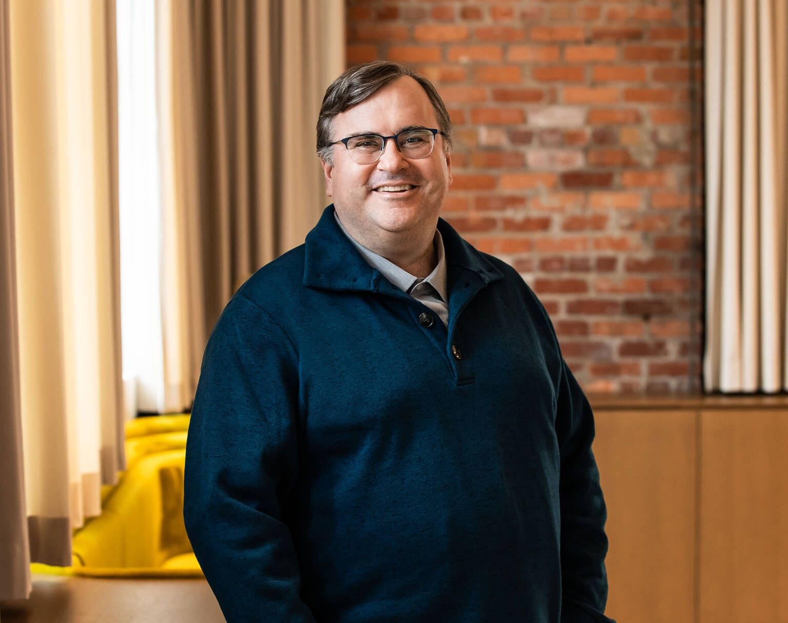 Reid Hoffman in Greylock's official team portrait.