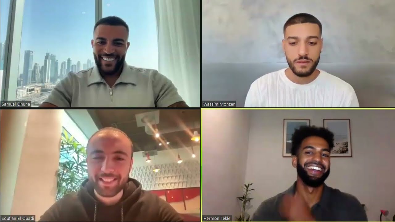 Samuel Onuha, at upper left, during a remote interview with Wassim B. Monzer and other participants.